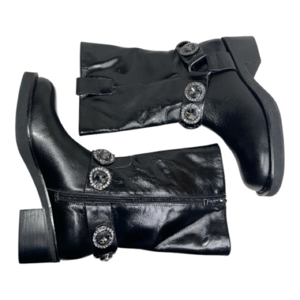 Kurt Geiger London Octavia Harness Black Leather Combat Boots Sz 8/38.5 - Picture 3 of 8